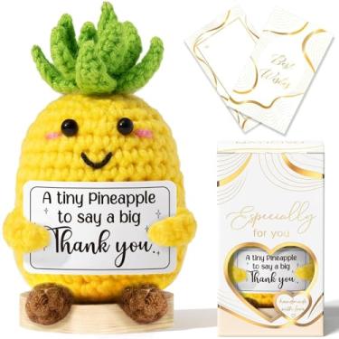 Imagem de Thank You Gifts for Women Emotional Support Crochet Plush, Handmade Funny Pineapple Crochet w/ Card Employee Appreciation Gifts for Teacher, Christmas Birthday Gift Set for Women Coworkers Nurses Boss