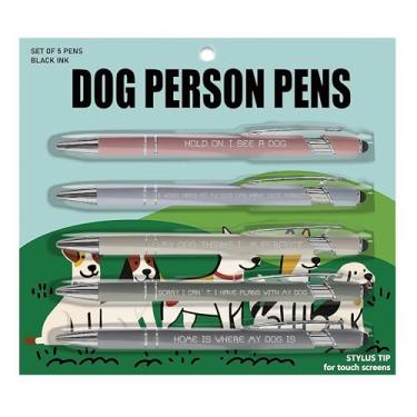 Imagem de 5 canetas divertidas para amantes de cães – Conjunto de presente preto com estampa esferográfica, presentes engraçados de escritório para amantes de cães, técnicos veterinários, donos de animais de