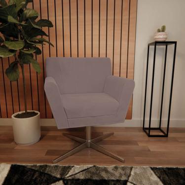 Imagem de Poltrona Laura Base Giratória De Metal Linho Rosê