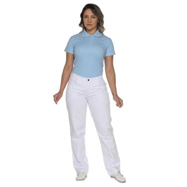 Imagem de Calça branca feminina cós meio elástico plus size-Feminino