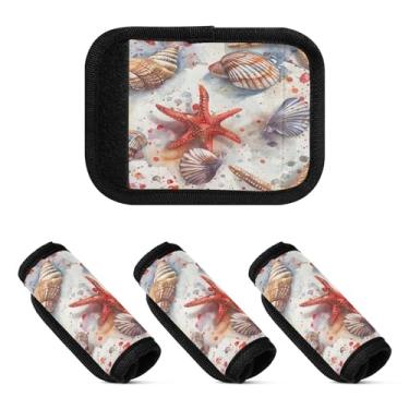 Imagem de Qilmy Starfish and Shells Bagagem Handle Wrap Pacote 2 Identificadores de Bagagem Tag Comfort Handle Grips Capa para Carrinho de Viagem Bolsa Mala Avião Acessórios de Viagem 1547