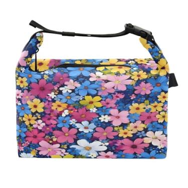 Imagem de STAYTOP Lancheira de flores estilo fresco com fivela de alça, lancheira isolada para meninos e meninas, lancheira térmica para trabalho escolar