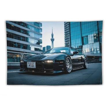 Imagem de HouLaiZhe JDM Tapeçaria de carro Jdm Nsx Preto Guerreiro Cidade Pendurada na Parede Quarto Decoração de Casa Tapeçarias Estética Piquenique Decoração de Parede Arte de Parede para Dormitório Sala de
