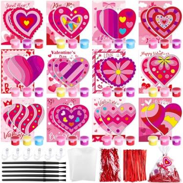 Imagem de Thyle Kit de artesanato de apanhador de sol para o dia dos namorados, pintura faça você mesmo, arte de janela de apanhador de sol, decoração de casa dos namorados e conjunto de presente feito à mão