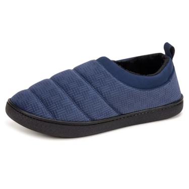 Imagem de Chinelos para homens e mulheres, forro macio de pelúcia para uso interno e externo, mocassins de jardim com sola antiderrapante para conforto e calor, Azul, 8-8.5