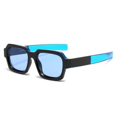 Imagem de Óculos de Sol UV400 - Armação Pequena Bicolor Estilo Punk para Homens e Mulheres, Esportes ao Ar Livre, Corrida e Ciclismo, Azul