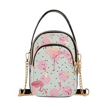 Imagem de Joisal Bolsas tiracolo antifurto Brown Horse para mulheres, bolsas de verão bolsas carteiro modernas, Estampa retrô de pássaro flamingo, 15*21*8cm
