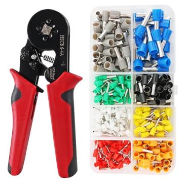 Imagem de Kit de ferramentas de crimpagem de virola Conjunto de alicate de crimpagem de catraca autoajustável AWG23-7 Kit de ferramentas de crimpagem com 300 peças de terminais de fio terminais de terminais de