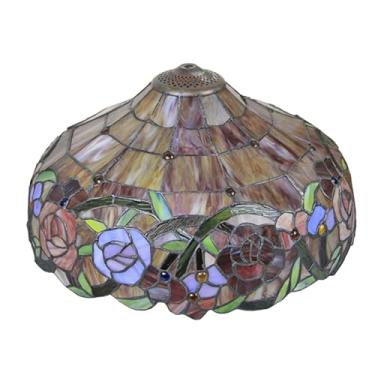 Imagem de Abajur Tiffany estilo rosa, feito à mão em vitral, 40 cm de largura, estilo vintage, para luminária de mesa ou de chão, ideal para decoração de quarto, sala de estar, escritório e outros amb