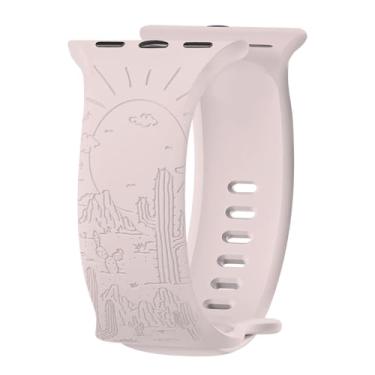 Imagem de Pulseira de relógio de silicone macio esculpida em cacto, compatível com Apple Watch série 11 10 9 8 mm, 42 mm, 44 mm, 45 mm, 46 mm, 49 mm, para iWatch séries 11 10 9 8 7 6 5 4 SE, ultra homens wom