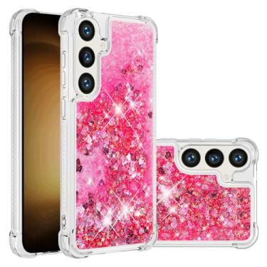 Imagem de SIYOPINPFY Capa para Samsung Galaxy S26 com glitter fofo amor líquido areia movediça TPU macio meninas mulheres elegante capa protetora à prova de choque para Samsung Galaxy S26 Rose YB
