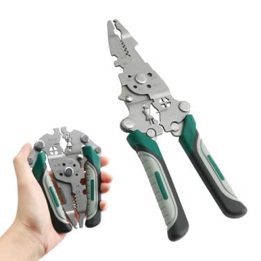 Imagem de Alicate dobrável multifuncional 12 em 1, multiferramentas, decapador de fios dobrável, descascador de fios multifuncional, decapador de cabos elétricos, cortadores de cabo com alicate, crimpador
