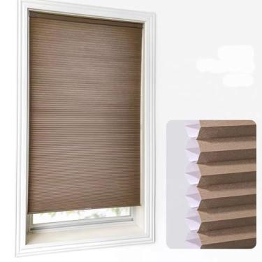 Imagem de Persianas celulares de colmeia sem fio de 3,8 cm - Persianas plissadas com filtragem de luz para casa e escritório | Tamanho personalizado, fácil instalação (serve para janelas/portas, berçário