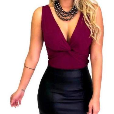 Imagem de Body Blusa Feminina Social Decote Nó Trançado Regata Decote - SWISS BO