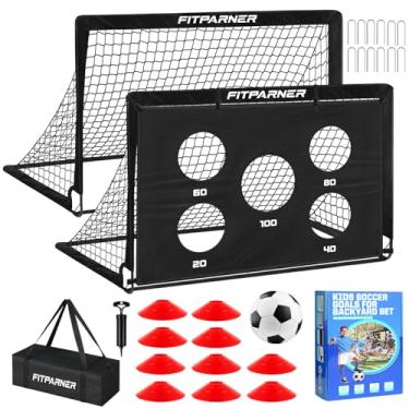 Imagem de FITPARNER Gol De Futebol Infantil, Rede 4X3 Pés Para Crianças 3 A 14 Anos, Conjunto Equipamentos Treino Quintal Com Alvo, Cones Prática Gol, Jogo Ao Ar Livre, Presentes Ideais