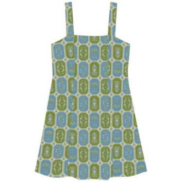 Imagem de Vestido Curto Estampado De Alças Com Decote Quadrado-Feminino