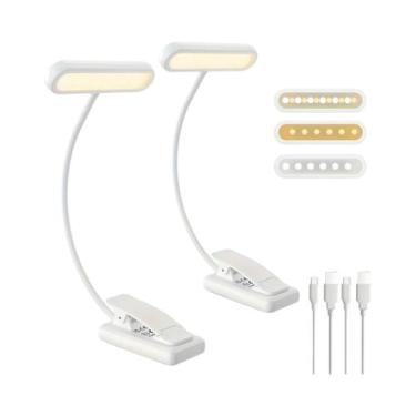 Imagem de Luz De Leitura LED Ajustável Recarregável Por USB Com Clampe Para Cama