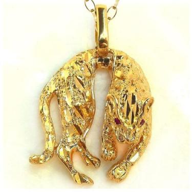 Imagem de Pingente de Ouro Pantera com olhos de rubi - Meu Anel