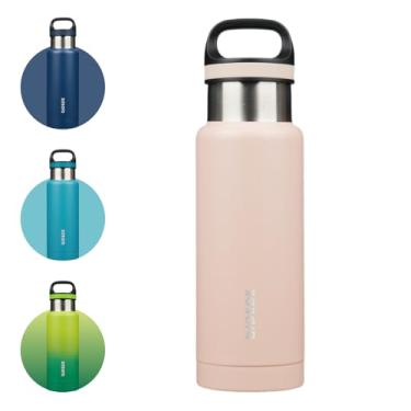 Imagem de BJPKPK Garrafa de água isolada de aço inoxidável de 510 g com alça de parede dupla, garrafa isolada a vácuo, livre de BPA, pêssego