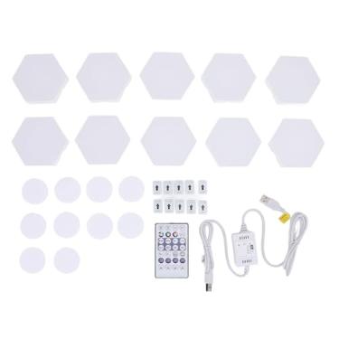 Imagem de RiToEasysports Luzes Hexagonais, 10 Conjuntos de Painéis de Luz Hexagonal, Montados na Parede, Wi-fi, Sincronização de Música Legal, Rgb, Led, Controle Remoto por Aplicativo para Decoração de