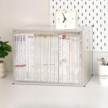 Imagem de Caixa Organizadora de Livros Acrílico Grande Capacidade Transparente com Tampa Exibição Proteção Contra Poei(1 unidade)