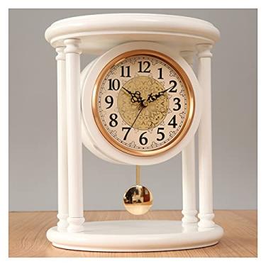 Imagem de U5GAAALPPQ9 Relógio de mesa retro relógio de mesa relógio casa sala de estar desktop relógio americano ornamentos madeira 2 cores relógio de mesa decorativo (cor: B) (B)