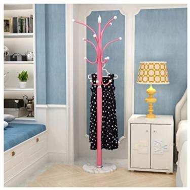 Imagem de SLGGPJBU Cabideiro de chão com economia de espaço, suporte para cabide de metal, árvore, com base de mármore redonda para roupas, chapéus, lenços, entrada, suporte de roupas