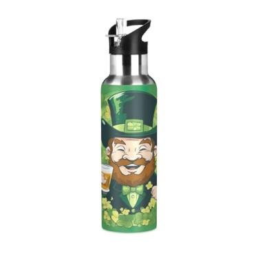 Imagem de Wassud Garrafa de água Leprechaun (2) garrafa de água esportiva de aço inoxidável com canudo garrafas de água isoladas copo portátil de viagem 946 ml