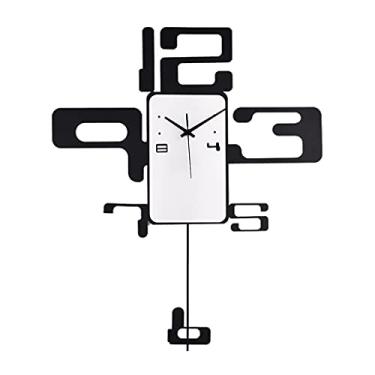 Imagem de Relógio de parede grande design moderno relógio de parede silencioso de metal relógios de parede decoração de casa decoração de sala de estar presente