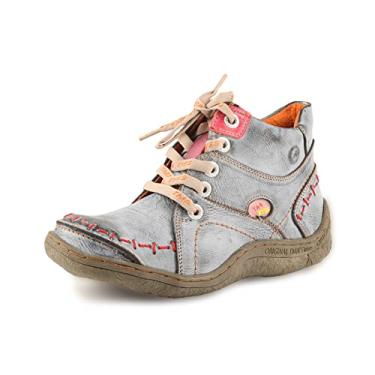 Imagem de TMA EYES Botas femininas casuais de couro com cadarço e salto baixo, Preto, 35