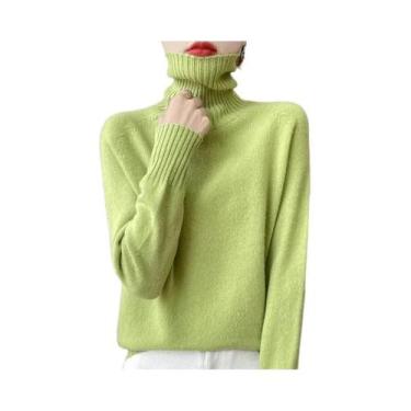 Imagem de Suéter Feminino De Lã Merino De Manga Longa Térmico Em Cor Sólida Para