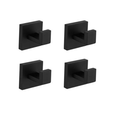 Imagem de Toalheiro preto de aço inoxidável 304 de aço inoxidável, suporte de papel higiênico, suporte de sabão líquido, barra de toalha, acessórios de vaso sanitário, MB 4 ganchos para roupão