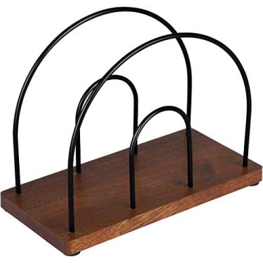 Imagem de x3anggyt5 Capa de caixa de lenços de papel de ferro forjado suporte de toalha de metal clipe de guardanapo vertical para café placa de hotel clipe de papel suporte de guardanapo de mesa suporte de