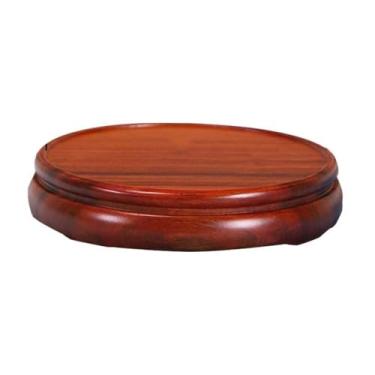 Imagem de KHUTRW3D Base de vaso de sândalo vermelho base circular para vaso de bonsai, suporte de exibição de bule de chá (pequeno)