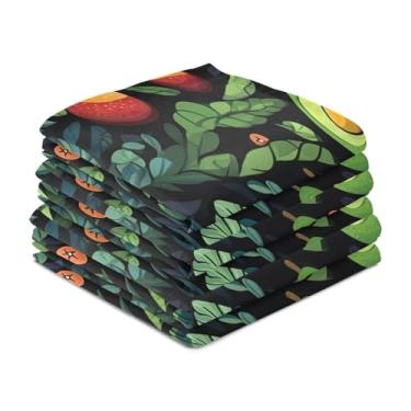 Imagem de Wassud Toalhas de cozinha aquarela abacates toalhas de prato de cozinha pacote com 6 panos de prato macios com laço para pendurar toalha de mão super absorvente de secagem rápida toalhas de chá de