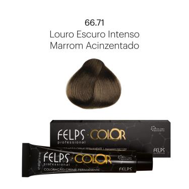 Imagem de Coloração Profissional  Felps Color Louro Escuro Intenso Marrom Acinzentado 66.71 - 60g