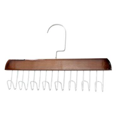 Imagem de Cabide Madeira Rotativo Ganchos Organizador Armário Closet Marrom