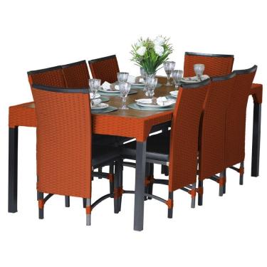 Imagem de 8 Cadeiras Cannes Corda Náutica E Mesa Com Tampo - Trama Terra Cota