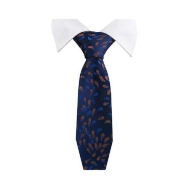 Imagem de Gravata Masculina Slim Paisley De 36 Cores, Luxuosa, Azul Vintage, Par