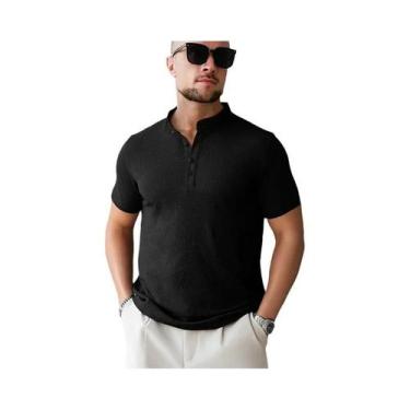 Imagem de Camisa Polo Masculina Casual De Negócios Com Estampa Floral Lisa, Resp