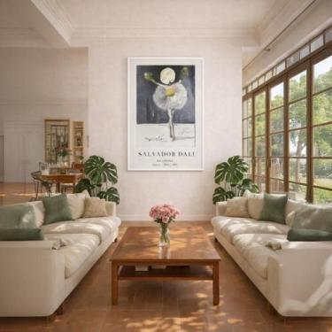 Imagem de Quadro Canvas Dali Dança Dente Leão 70X50Cm Mold Branca - Quadros On-L