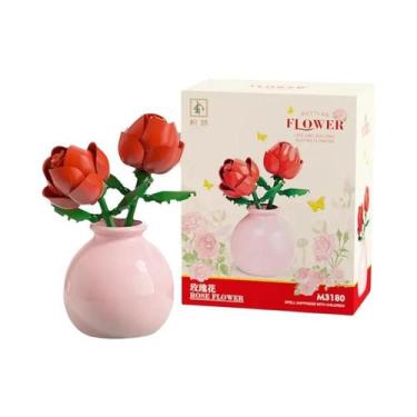 Imagem de Blocos De Montar DIY Para Meninas: Mini Vaso De Flores - Rosa, Tulipa,