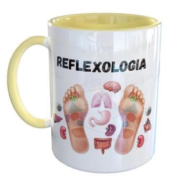 Imagem de Caneca Porcelana Reflexologia - Pense Canecas, Amarelo