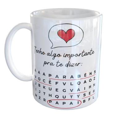 Imagem de Caneca Porcelana Gravidez Caça Palavras Papai - Pense Canecas, Branco
