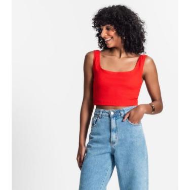 Imagem de Top Cropped Ribana Básico Rovitex Laranja, GG, Laranja