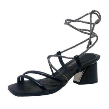 Imagem de Sandalia Feminina Salto Baixo Strass Ramarim 2328204-Feminino