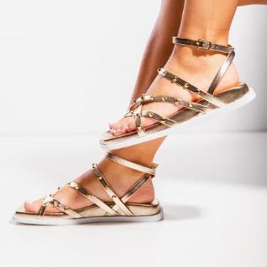 Imagem de Sandalia Not-Me Papete Confortavel Tiras Trançadas Spikes Amora Feminina-Feminino