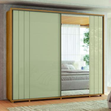 Imagem de Guarda Roupa Casal Grande 2 Portas de Correr com 1 Espelho 100% MDF Dalí 278cm Madetec