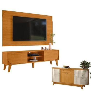 Imagem de Rack Bancada E Painel Para TV Duna Cinamomo com Aparador para Sala Buf