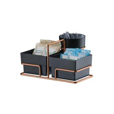 Imagem de Suporte Porta Saches Açúcar Adoçante Mexedor Rosé Gold Future 1180RG